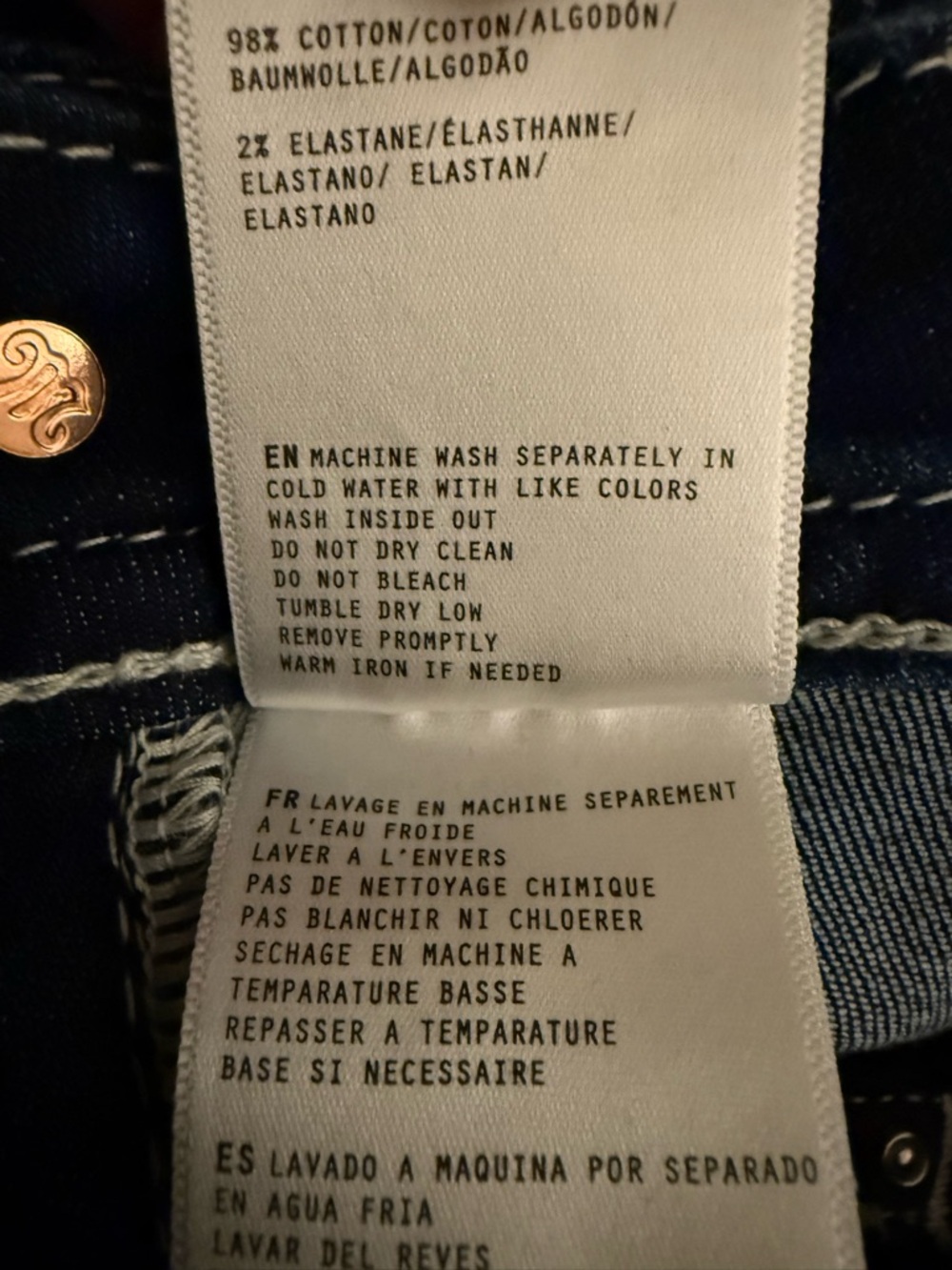 NWT Miss Me women’s Jeans Dk Blue 30x34 Mid Rise Bootcut Fleur-De-Lis Slim Fit - Picture 11 of 11